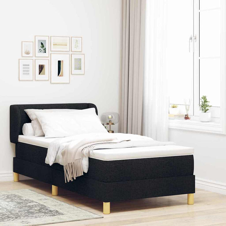 Box spring seng med madras med hovedgærde Sort 80 x 200 cm Stof
