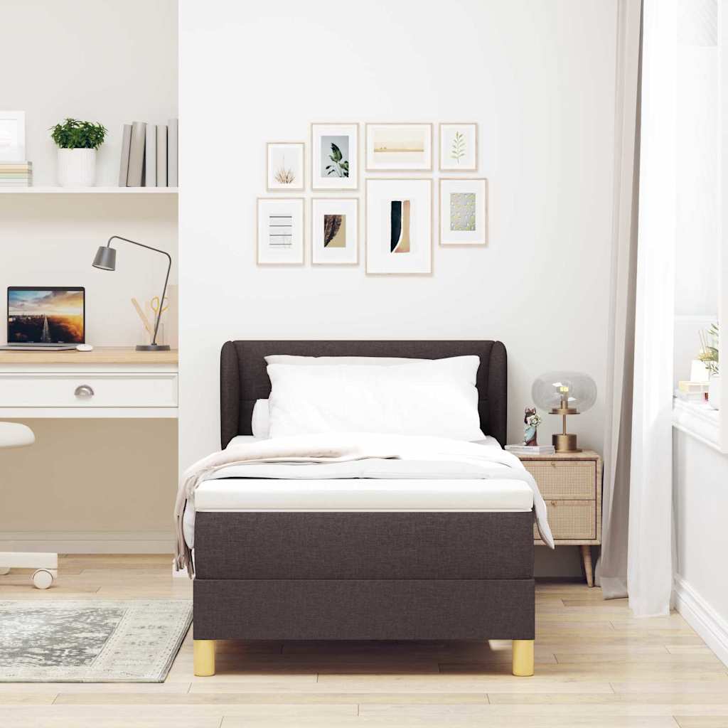 Box spring seng med madras Mørk Brun 80 x 200 cm Stof
