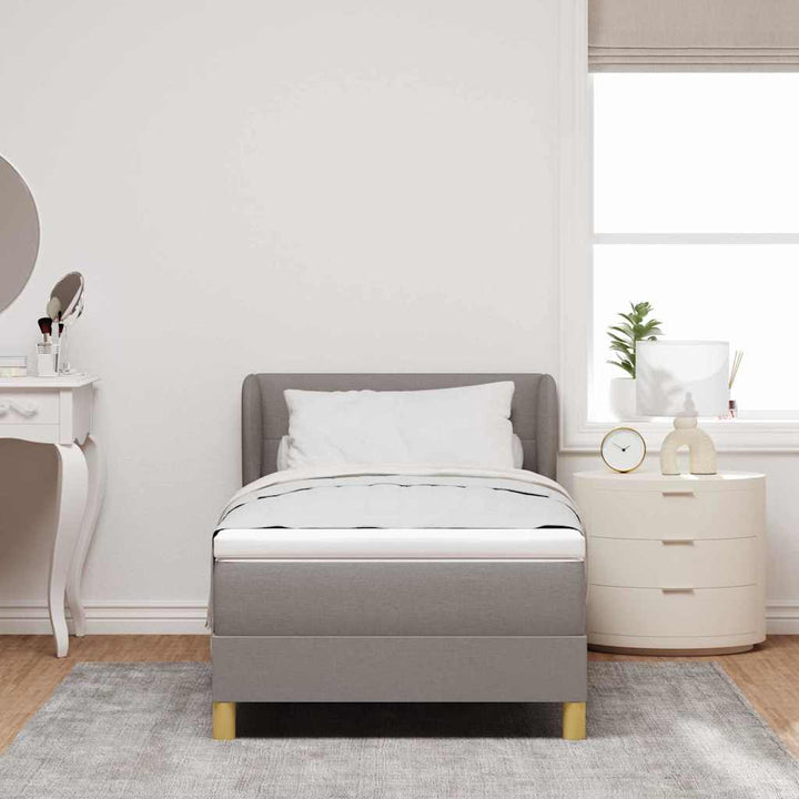 Box spring seng med hovedgærde Gråbrun 80 x 200 cm Stof