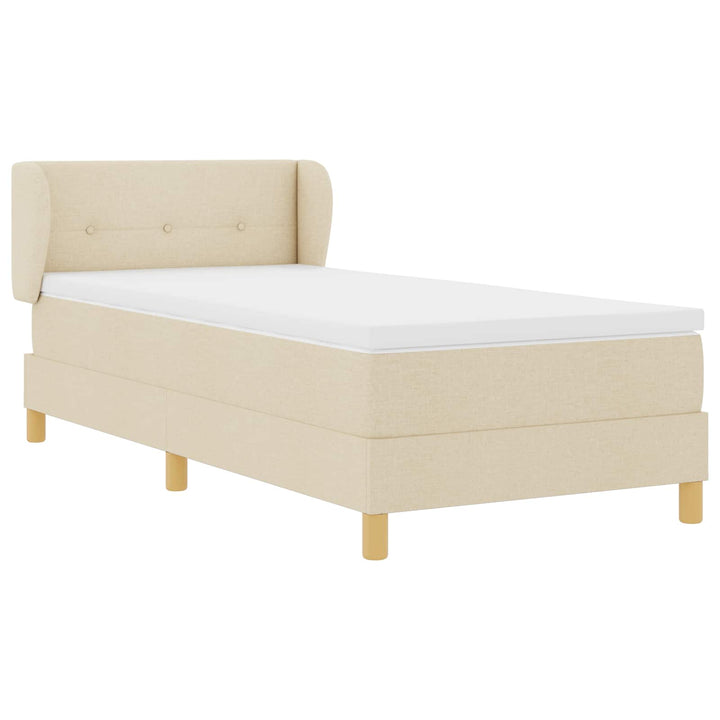 Box spring seng med hovedgærde Creme 80 x 200 cm Stof