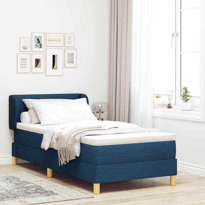 Box spring seng med hovedgærde Blå 80 x 200 cm Stof