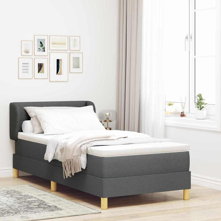 Box spring seng med madras Mørkegrå 90 x 190 cm Stof