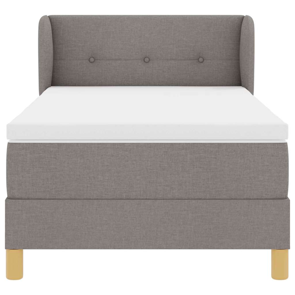 Box spring seng med hovedgærde Gråbrun 90 x 200 cm Stof