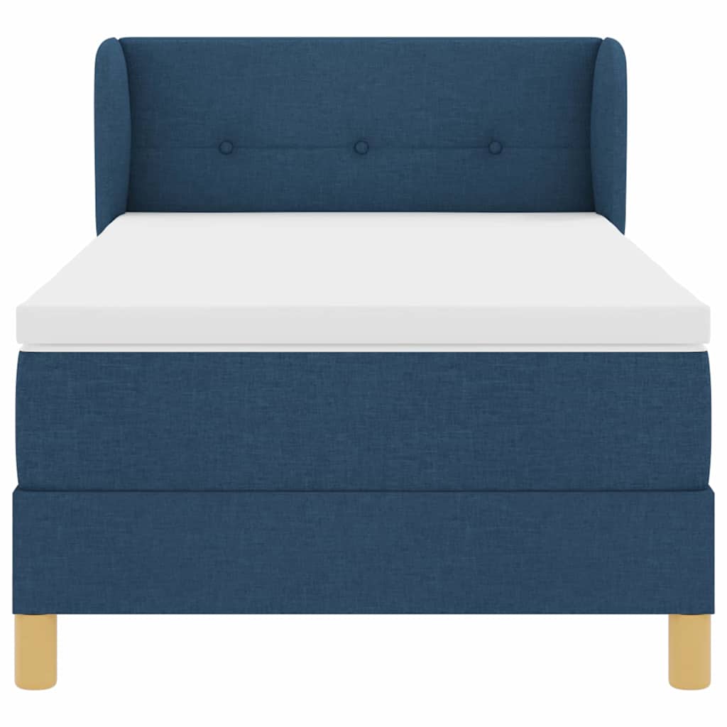 Box spring seng med madras med hovedgærde Blå 90 x 200 cm Stof