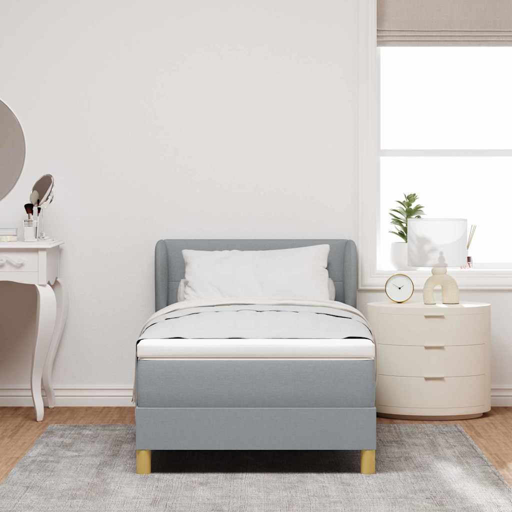 Box spring seng med madras Lysegrå 100 x 200 cm Stof