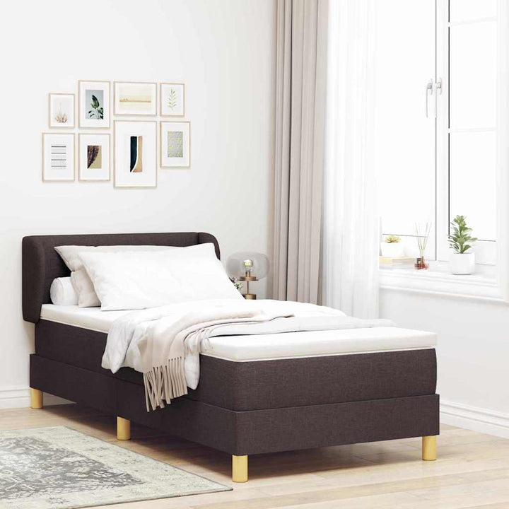 Box spring seng med madras Mørk Brun 100 x 200 cm Stof