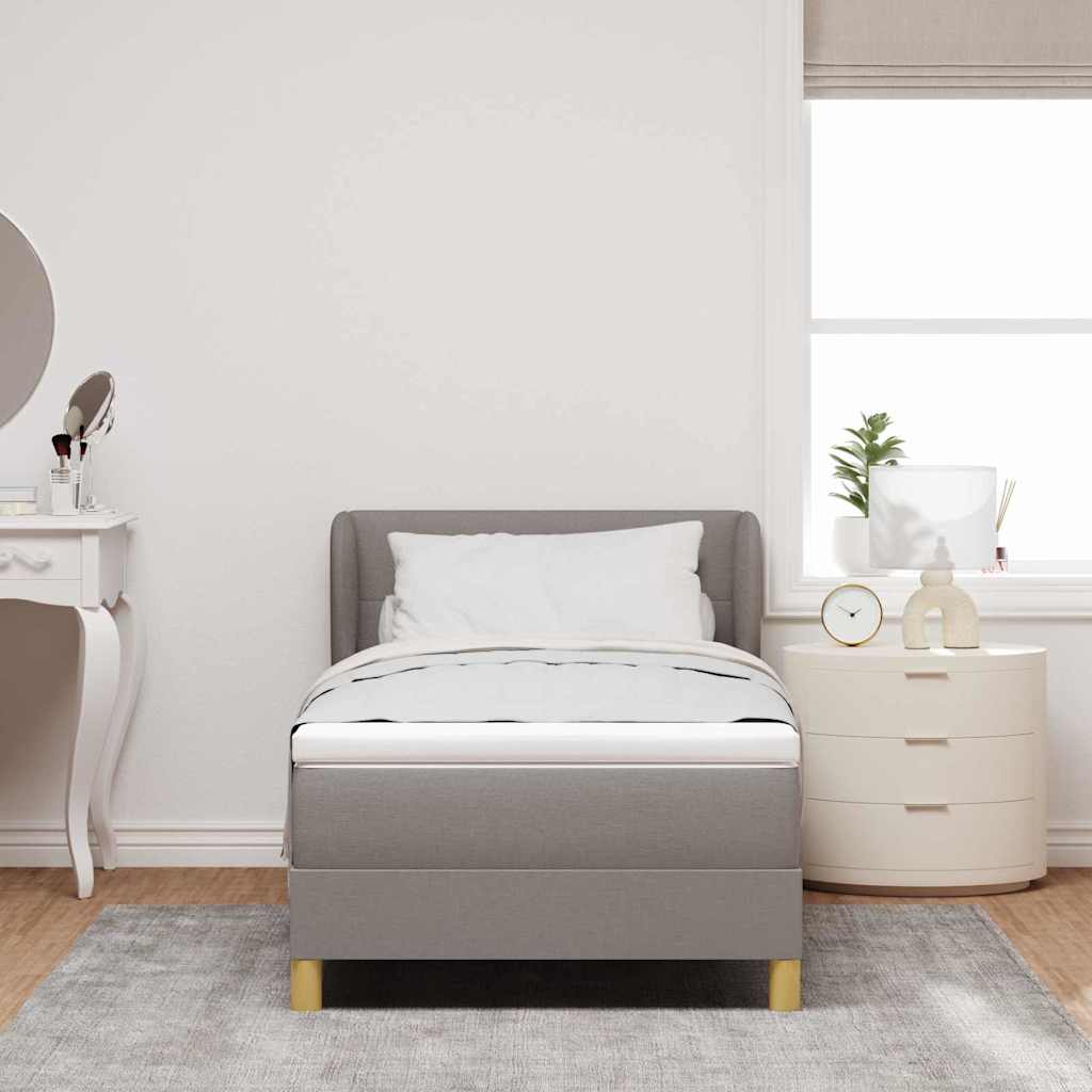 Box spring seng med hovedgærde Gråbrun 100 x 200 cm Stof