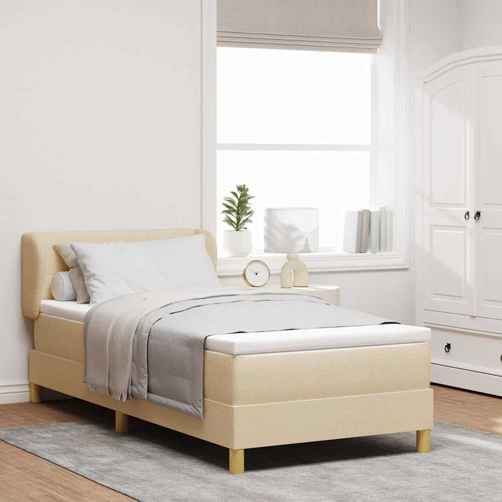 Box spring seng med hovedgærde Creme 100 x 200 cm Stof