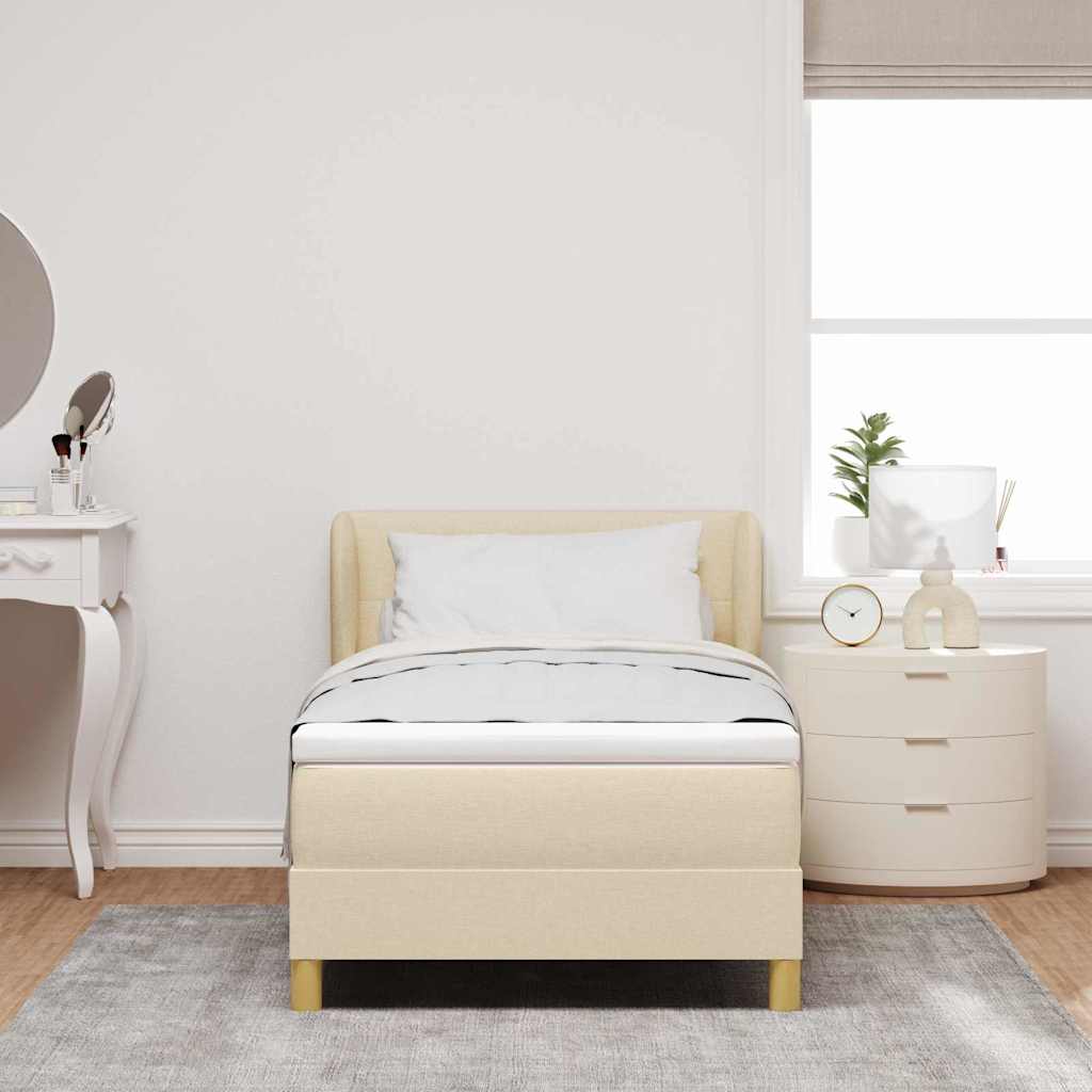 Box spring seng med hovedgærde Creme 100 x 200 cm Stof