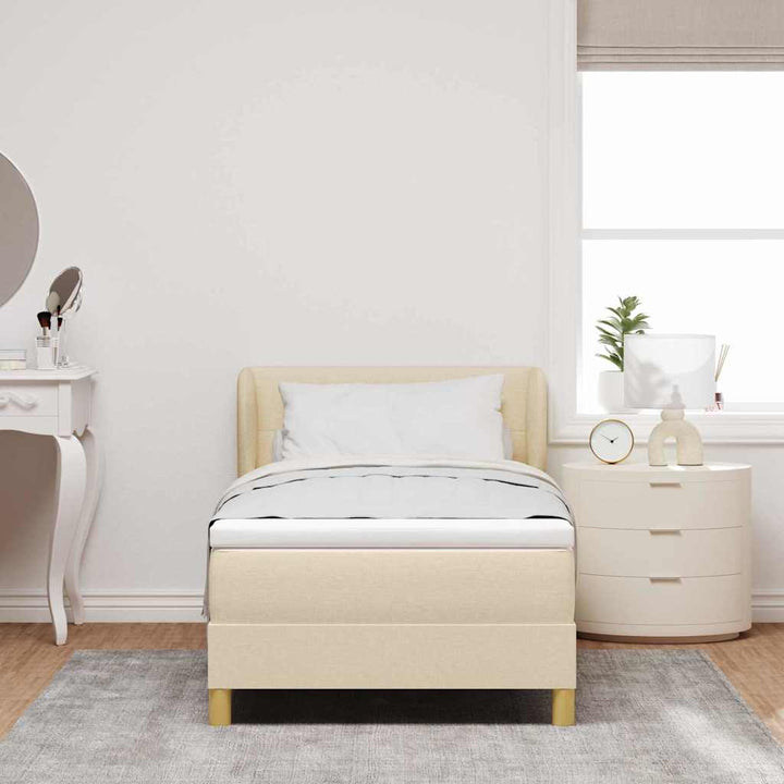 Box spring seng med hovedgærde Creme 100 x 200 cm Stof
