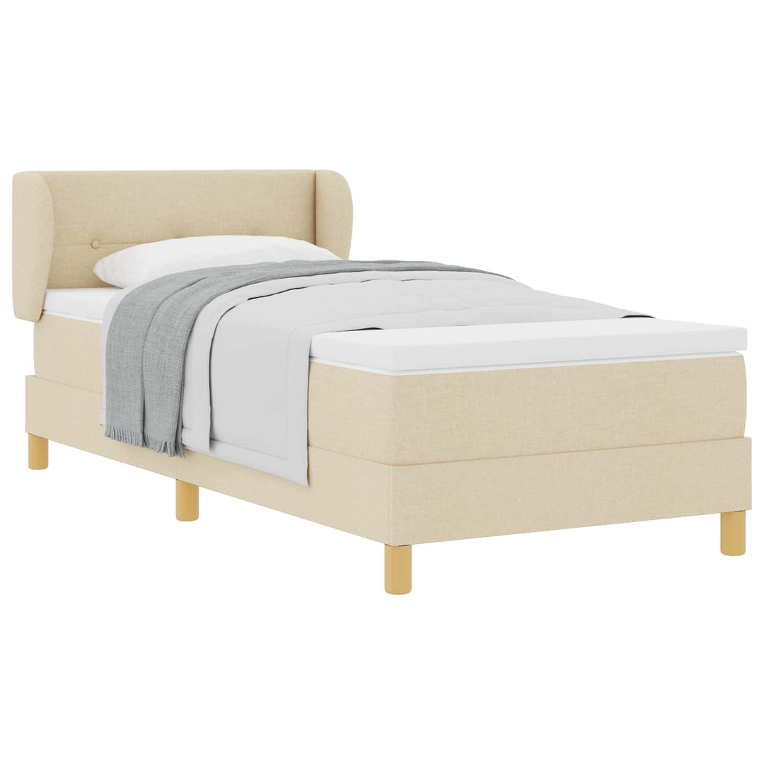 Box spring seng med hovedgærde Creme 100 x 200 cm Stof