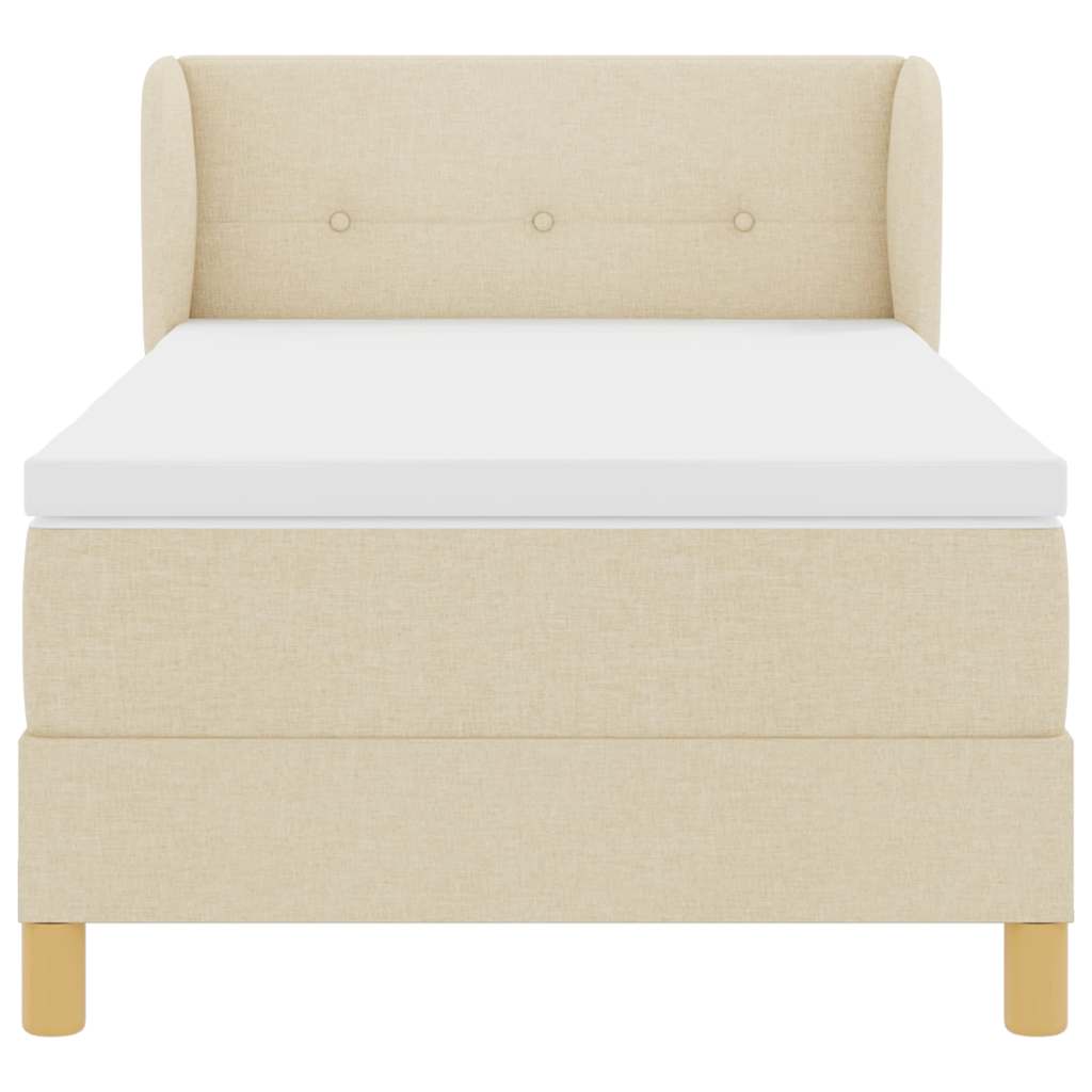 Box spring seng med hovedgærde Creme 100 x 200 cm Stof