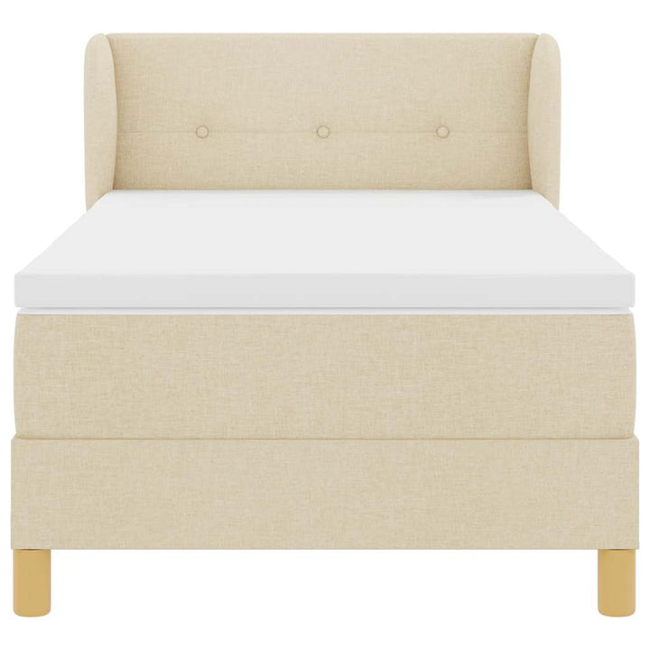 Box spring seng med hovedgærde Creme 100 x 200 cm Stof