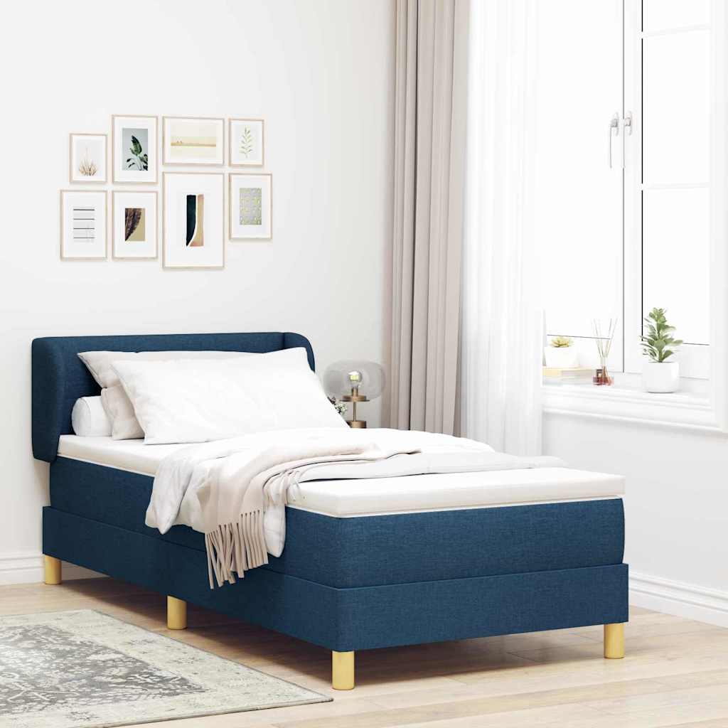 Box spring seng med hovedgærde Blå 100 x 200 cm Stof