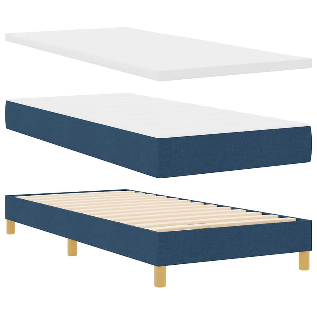 Box spring seng med hovedgærde Blå 100 x 200 cm Stof
