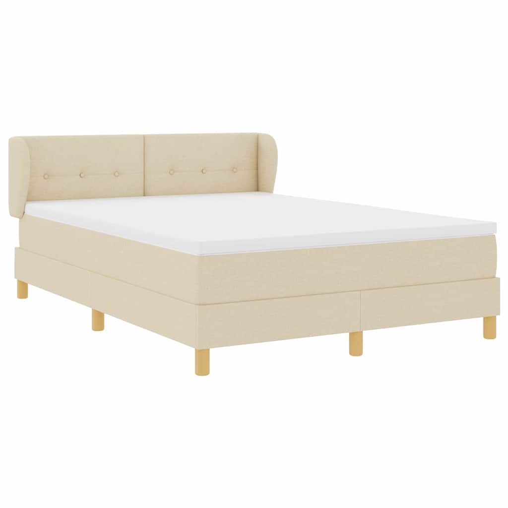 Box spring seng med madras Creme 140 x 190 cm Stof
