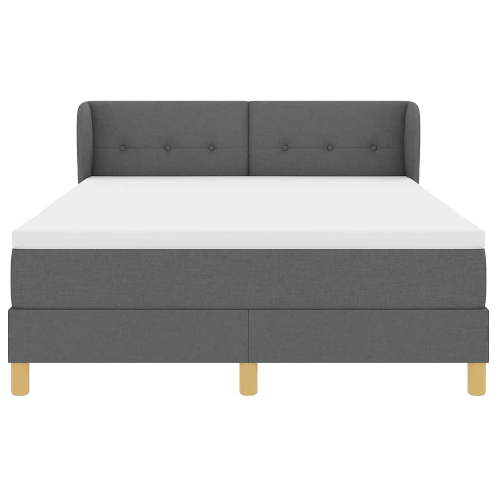 Box spring seng med hovedgærde Mørkegrå 140 x 200 cm Stof