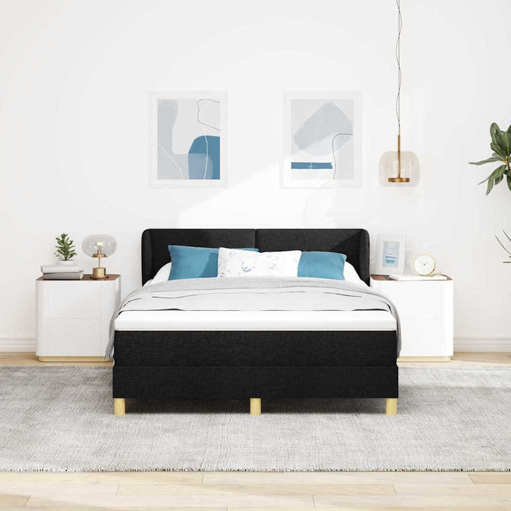 Box spring seng med hovedgærde Sort 140 x 200 cm Stof