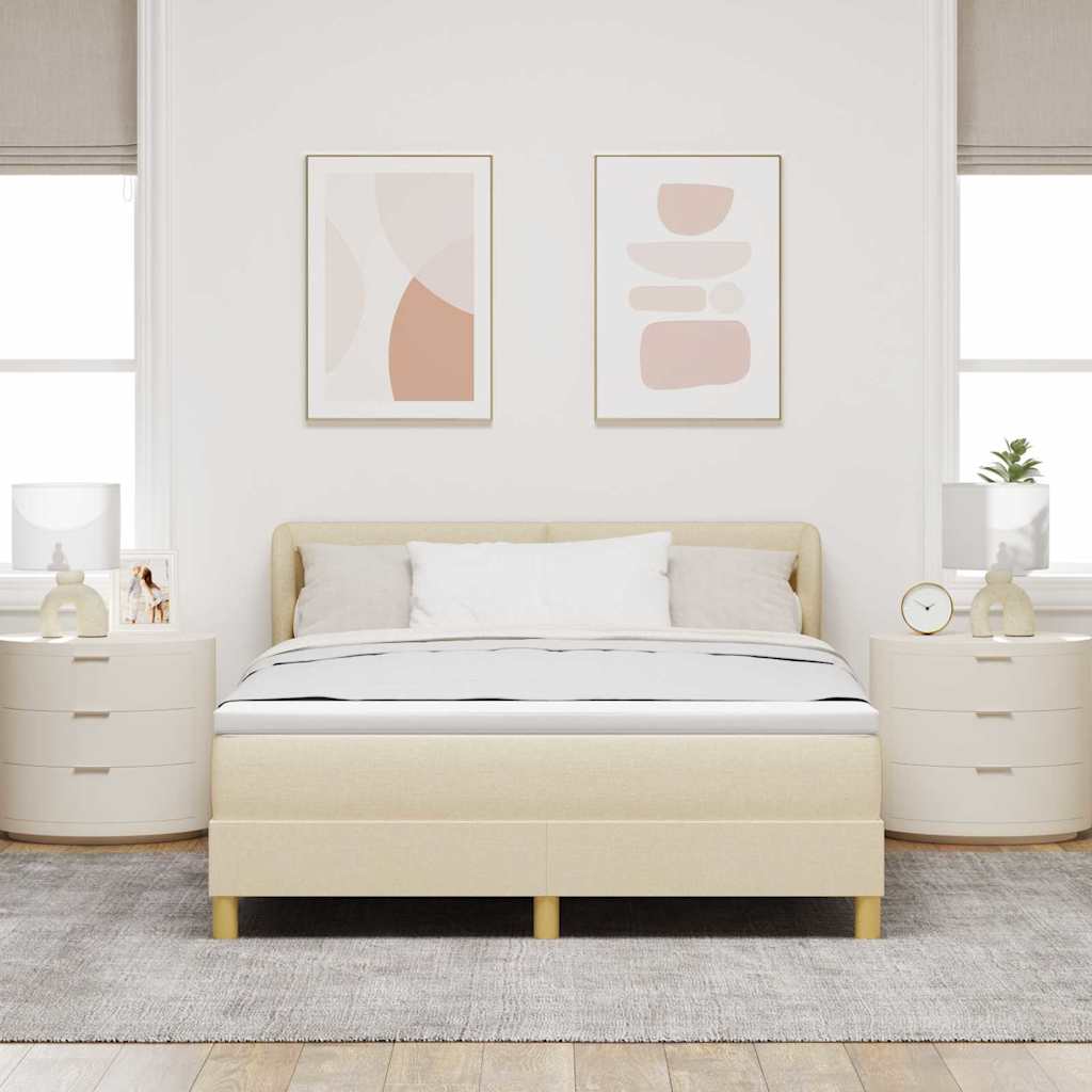 Box spring seng med madras Creme 140 x 200 cm Stof