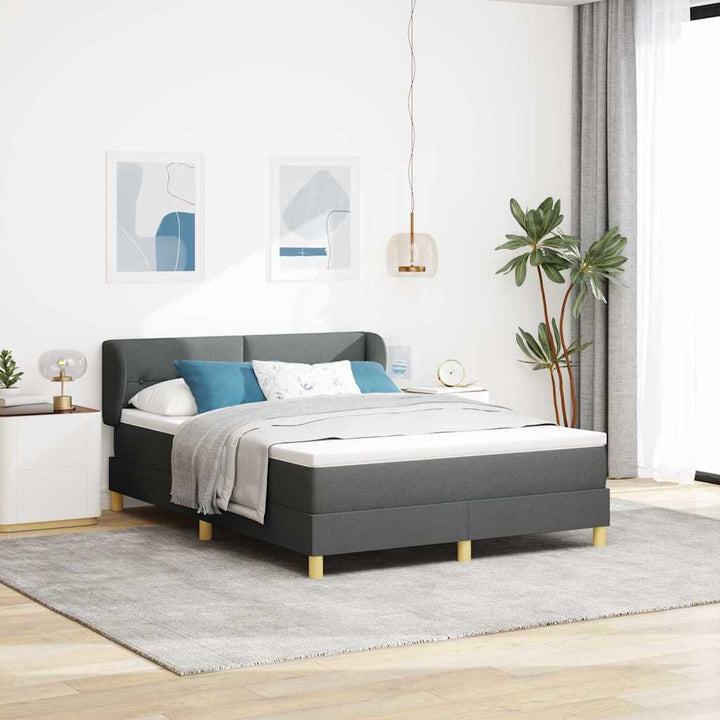 Box spring seng med madras Mørkegrå 160 x 200 cm Stof