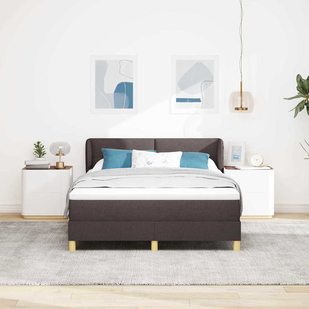 Box spring seng med madras Mørk Brun 160 x 200 cm Stof