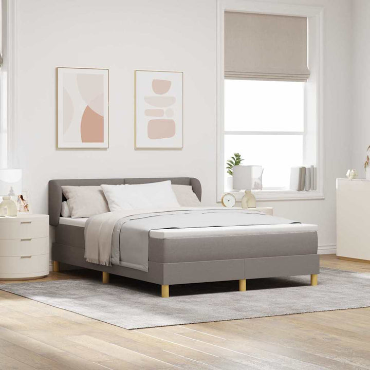 Box spring seng med hovedgærde Gråbrun 160 x 200 cm Stof