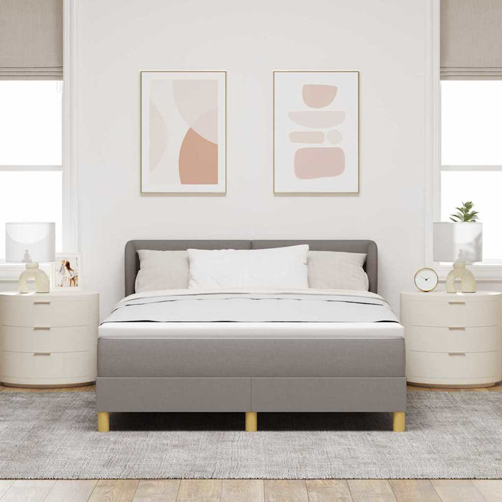 Box spring seng med hovedgærde Gråbrun 160 x 200 cm Stof