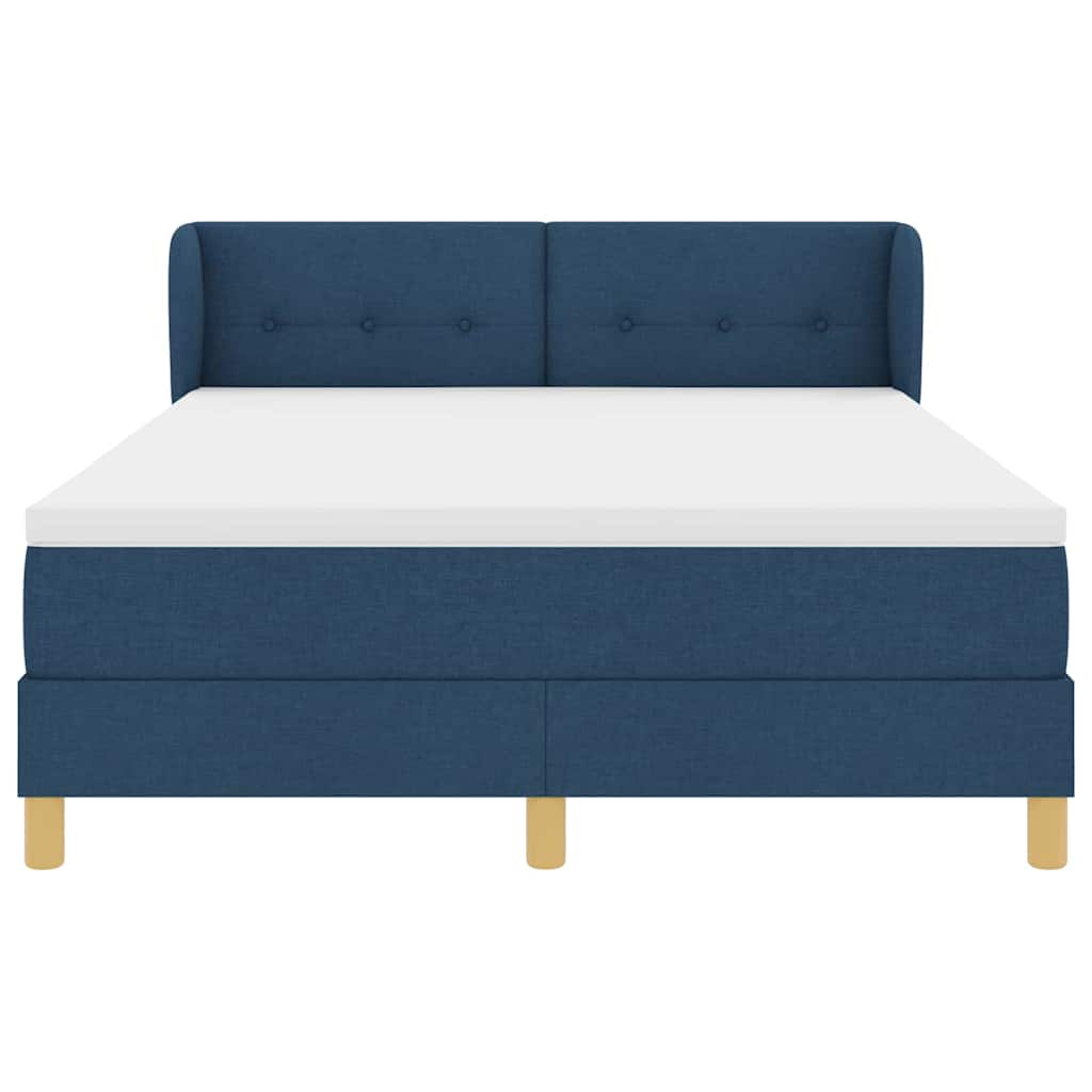 Box spring seng med madras med hovedgærde Blå 160 x 200 cm Stof