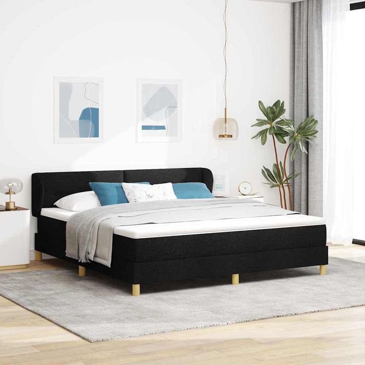 Box spring seng med madras Sort 180 x 200 cm Stof