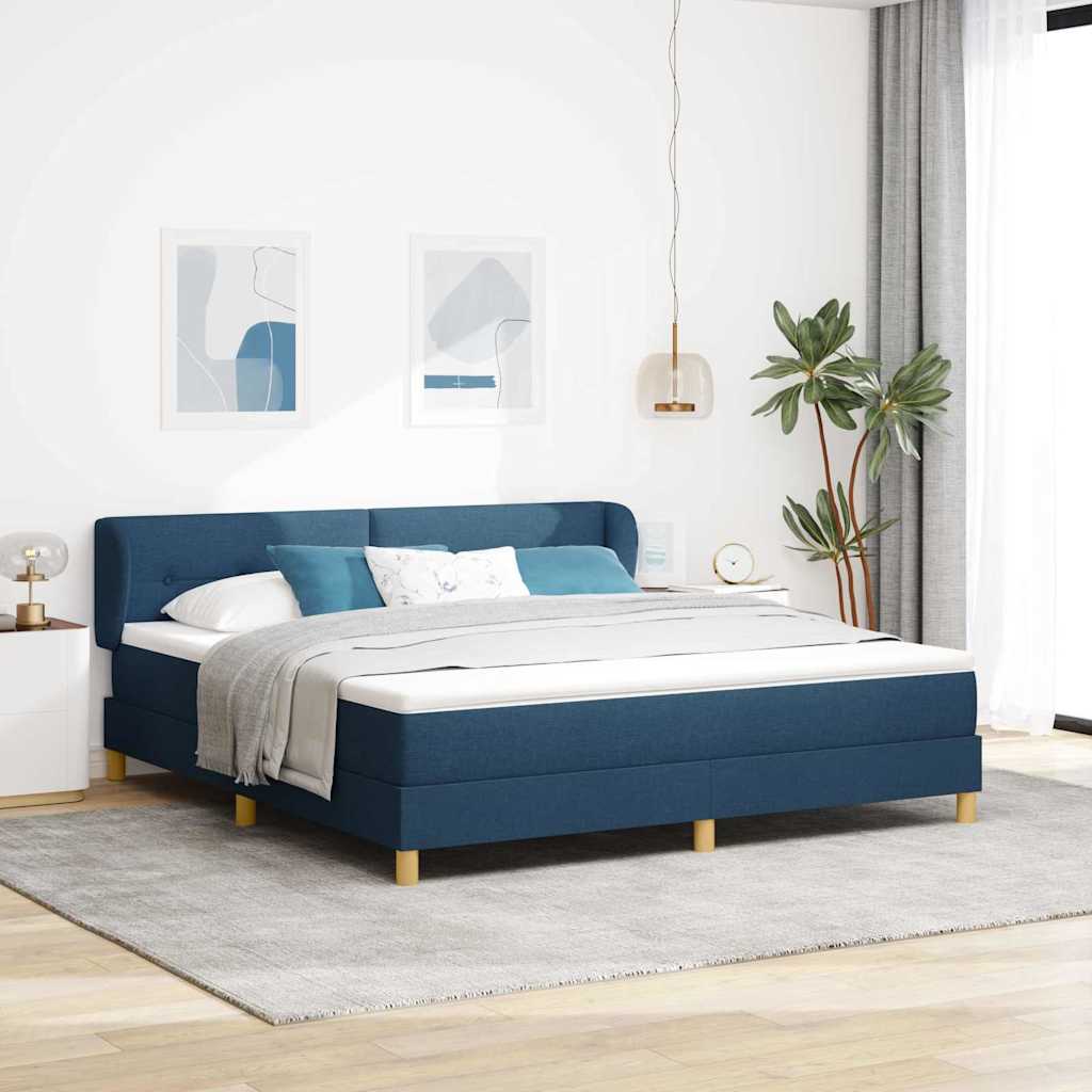 Box spring seng med hovedgærde Blå 180 x 200 cm Stof