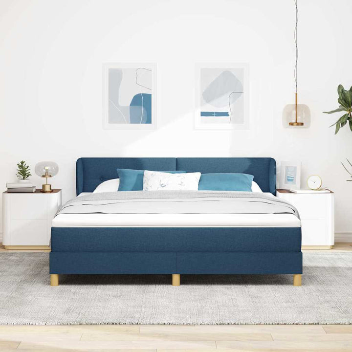 Box spring seng med hovedgærde Blå 180 x 200 cm Stof