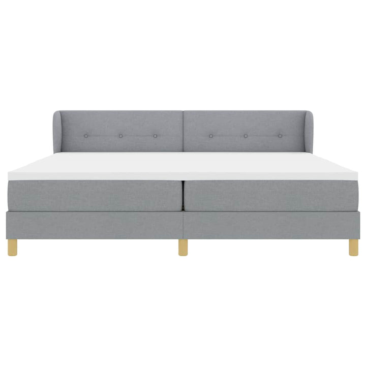 Box spring seng med hovedgærde Lysegrå 200 x 200 cm Stof