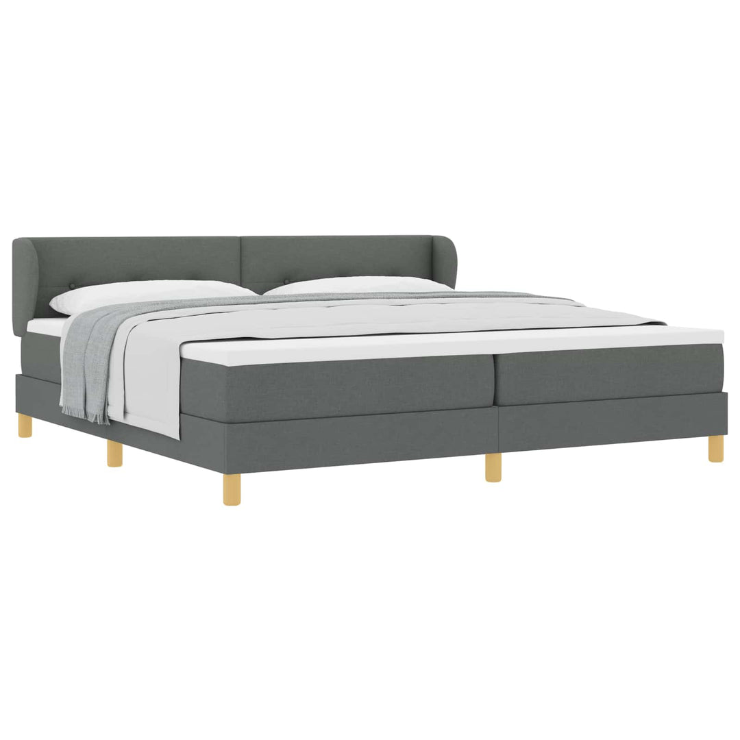 Box spring seng med hovedgærde Mørkegrå 200 x 200 cm Stof