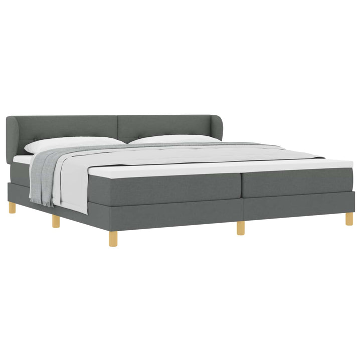 Box spring seng med hovedgærde Mørkegrå 200 x 200 cm Stof