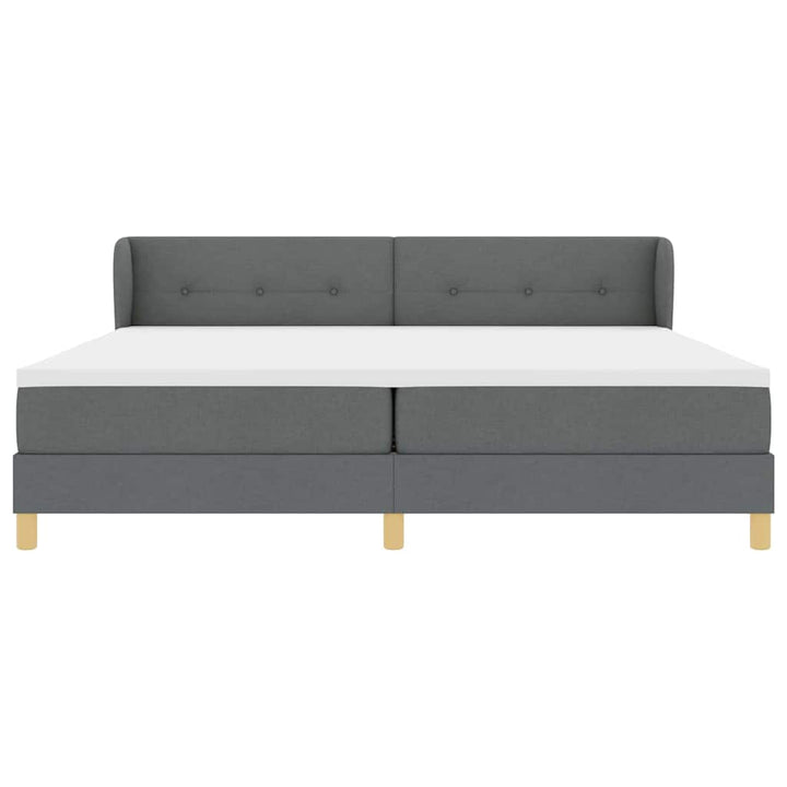 Box spring seng med hovedgærde Mørkegrå 200 x 200 cm Stof