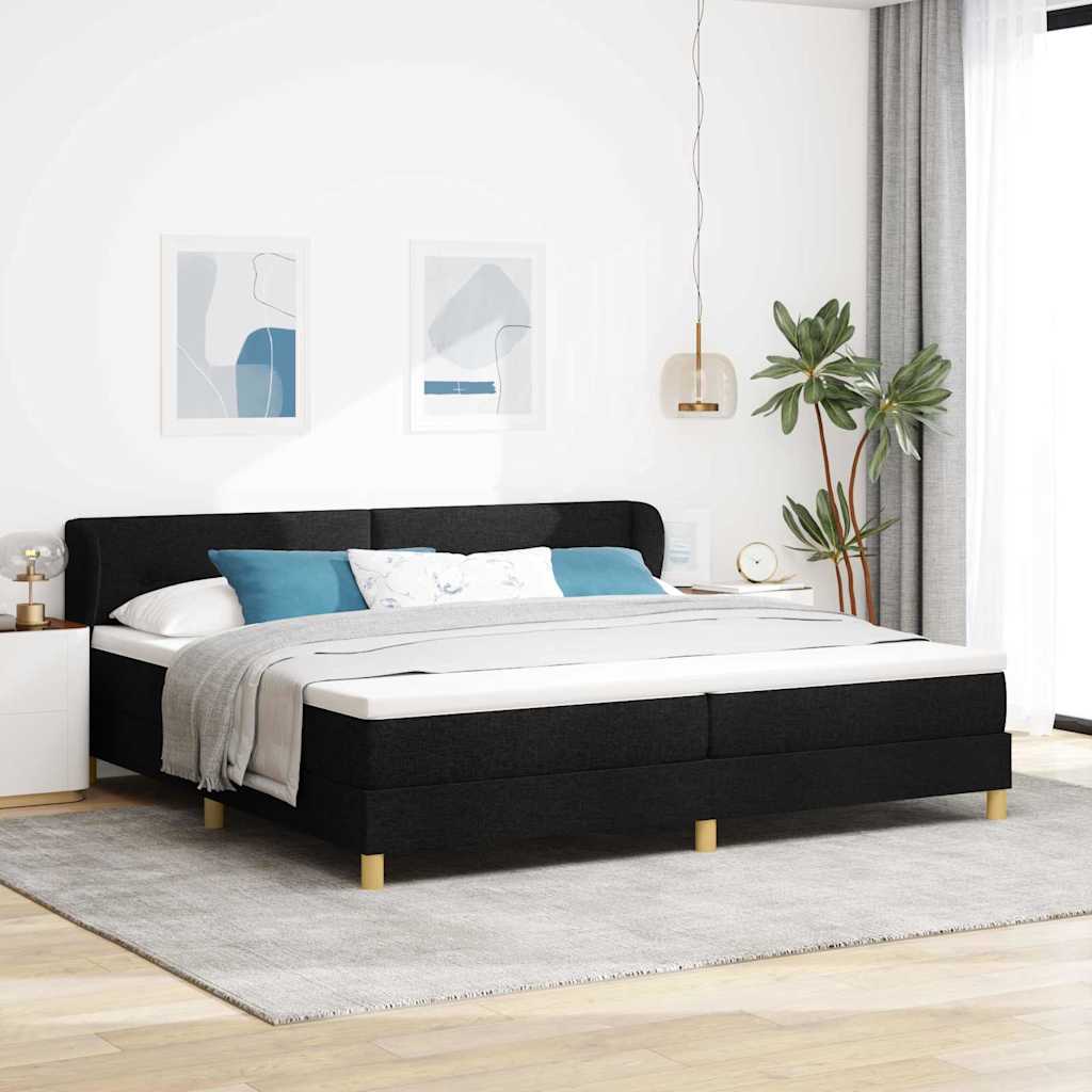 Box spring seng med hovedgærde Sort 200 x 200 cm Stof