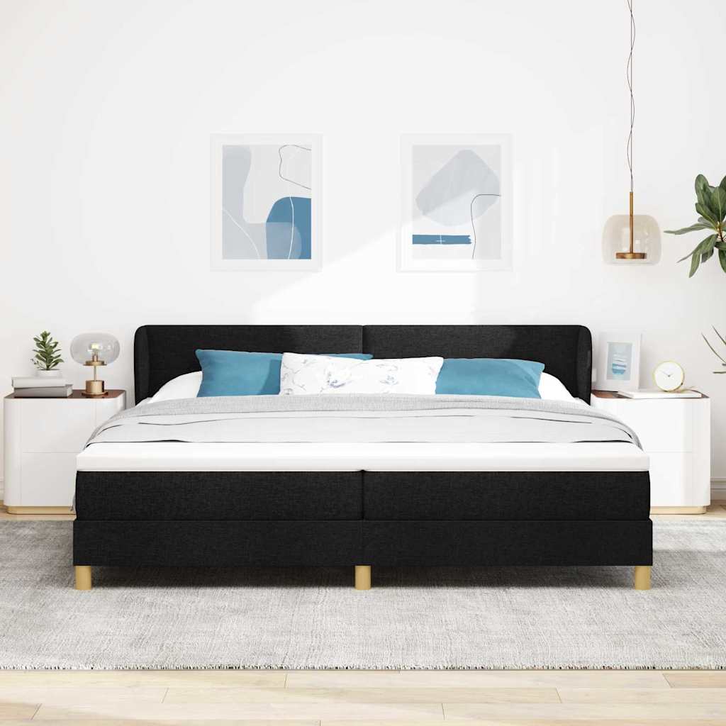Box spring seng med hovedgærde Sort 200 x 200 cm Stof