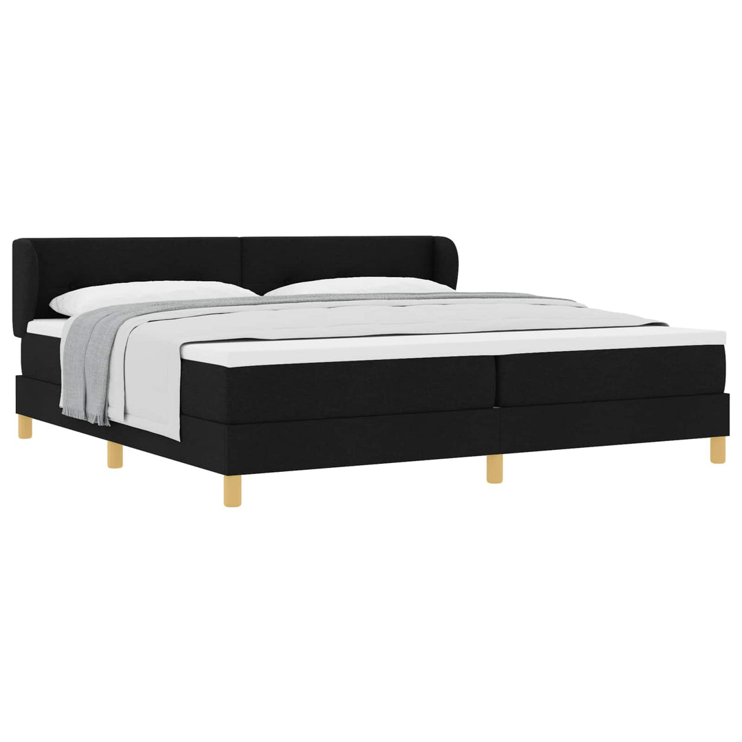 Box spring seng med hovedgærde Sort 200 x 200 cm Stof