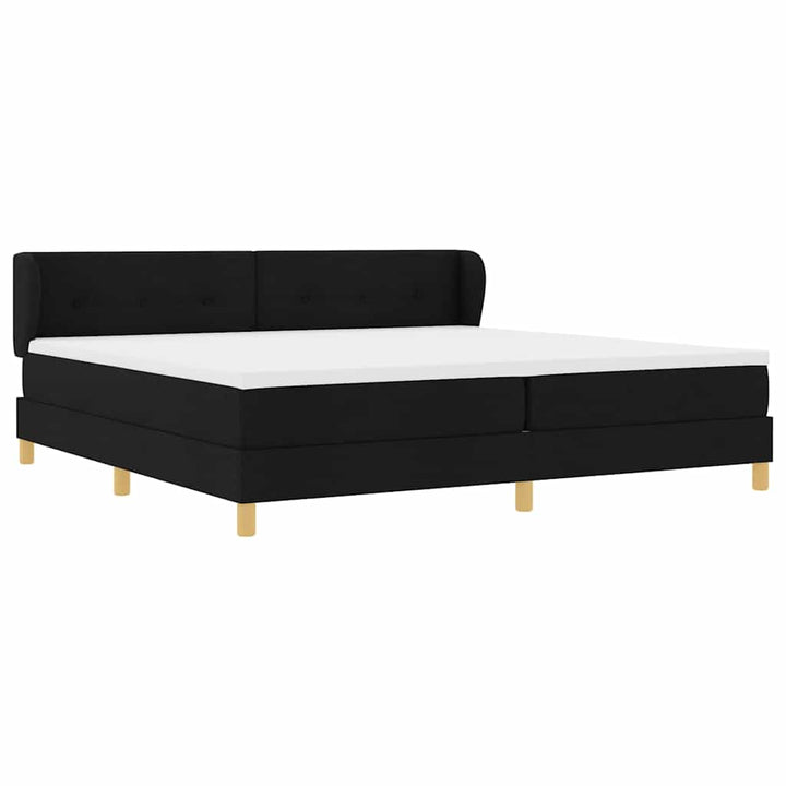 Box spring seng med hovedgærde Sort 200 x 200 cm Stof