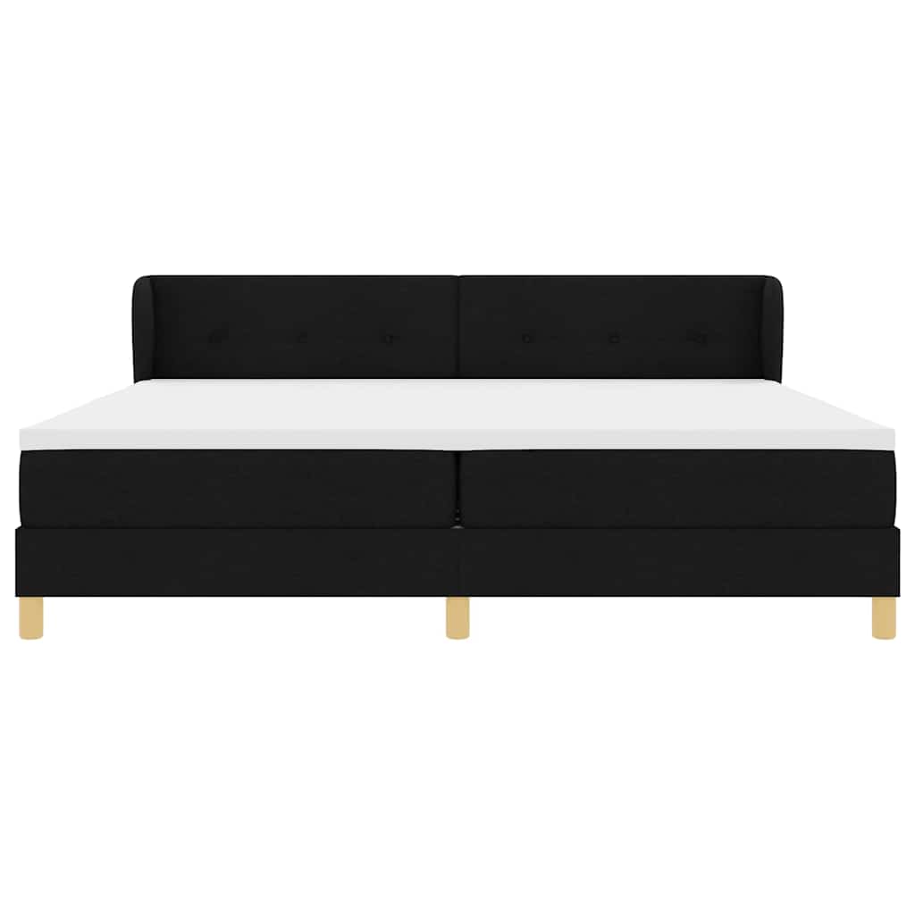 Box spring seng med hovedgærde Sort 200 x 200 cm Stof