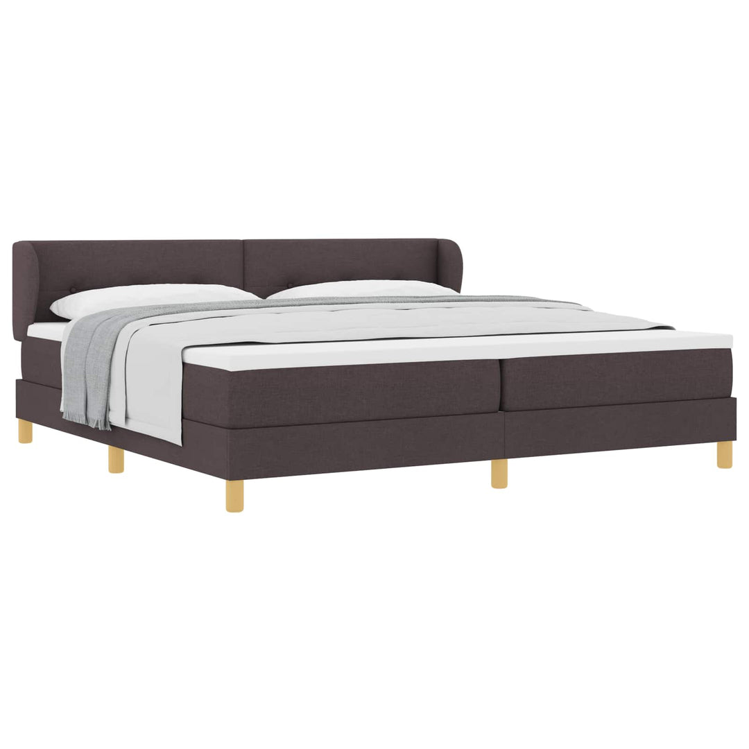 Box spring seng med hovedgærde Mørk Brun 200 x 200 cm Stof