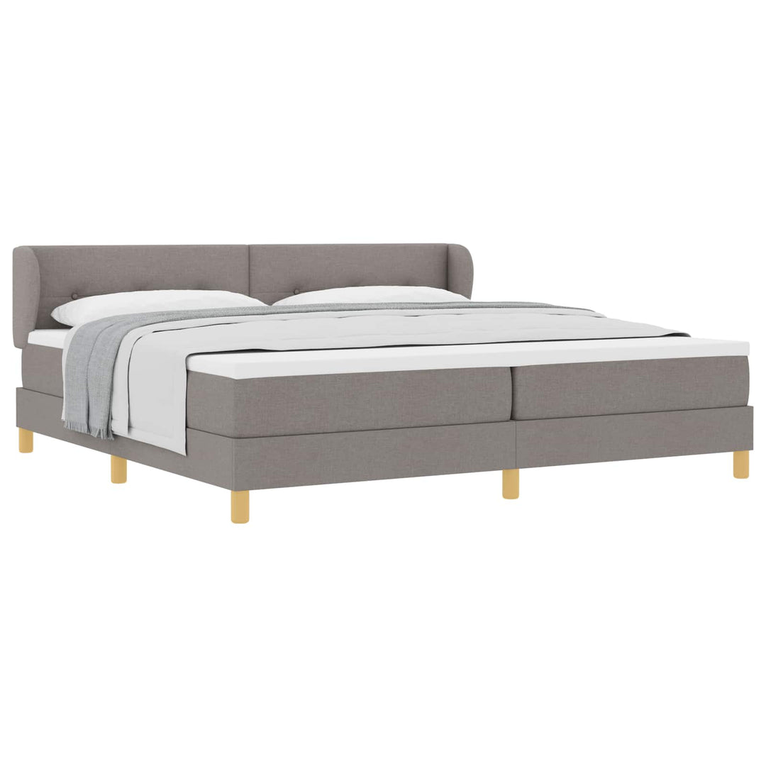 Box spring seng med madras Gråbrun 200 x 200 cm Stof