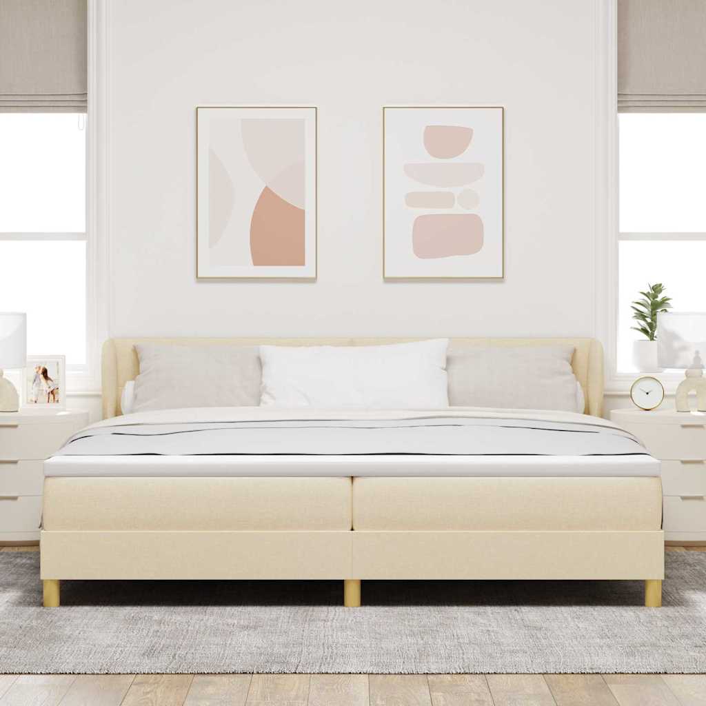 Box spring seng med madras Creme 200 x 200 cm Stof