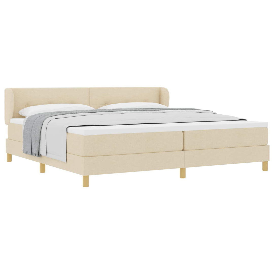 Box spring seng med madras Creme 200 x 200 cm Stof