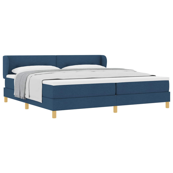 Box spring seng med madras med hovedgærde Blå 200 x 200 cm Stof