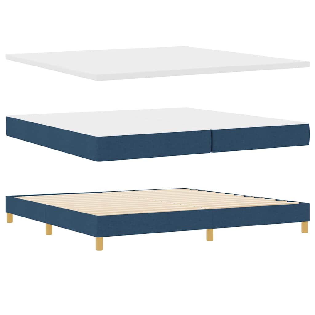Box spring seng med madras med hovedgærde Blå 200 x 200 cm Stof