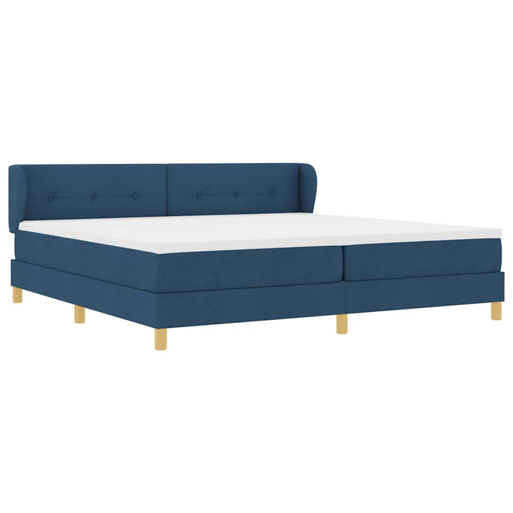 Box spring seng med madras med hovedgærde Blå 200 x 200 cm Stof
