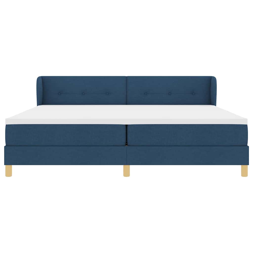 Box spring seng med madras med hovedgærde Blå 200 x 200 cm Stof