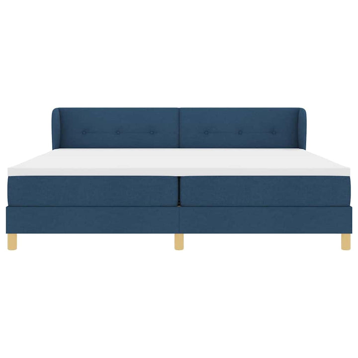 Box spring seng med madras med hovedgærde Blå 200 x 200 cm Stof