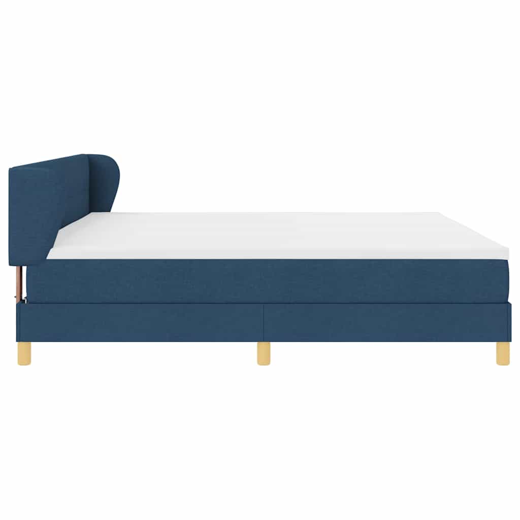 Box spring seng med madras med hovedgærde Blå 200 x 200 cm Stof